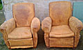 pair of old French shabby chic club chairs